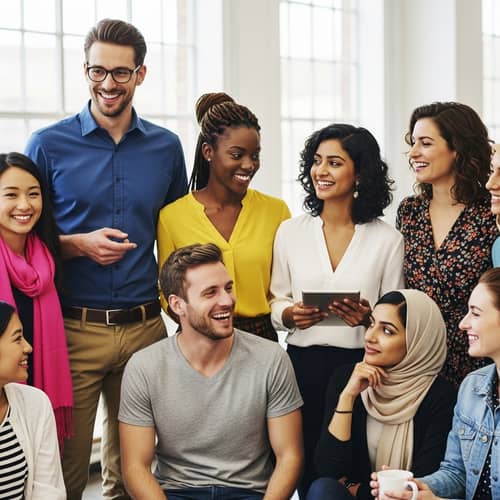 Diverse Group of Eight People | Men with Glasses, Women of Various Descent