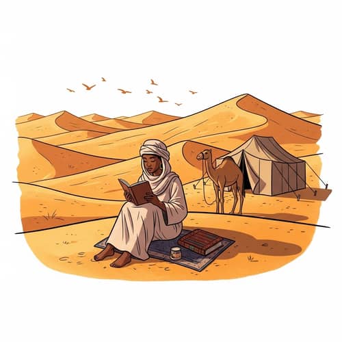 Tranquil Moment: African Descent Woman Reading Book in Desert