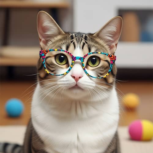 Adorable Asian Cat Wearing Cute Glasses