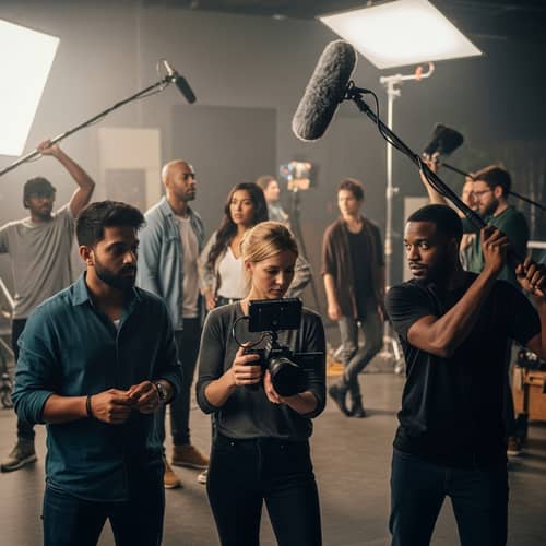 Dynamic and Modern Film Production with Diverse Cast and Crew