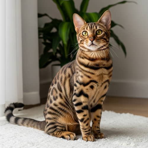 Graceful Brown Tabby Cat with Distinctive Stripes