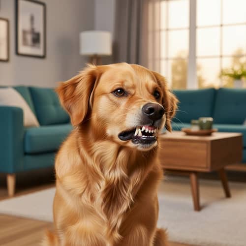 Fierce Golden Retriever Showing Anger - Intense Dog Behavior