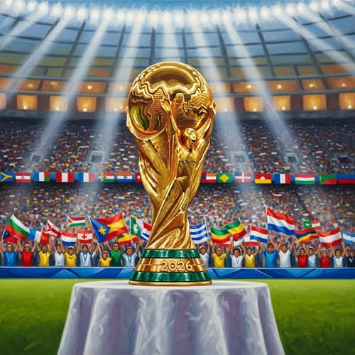 2026 World Cup Championship Trophy Oil Painting