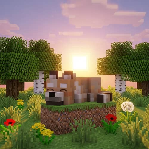 Muerte Perro Minecraft: Peaceful Pixelated Scenes