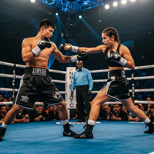 Championship Boxing Match: Asian Male vs. Hispanic Female - Unified Belts