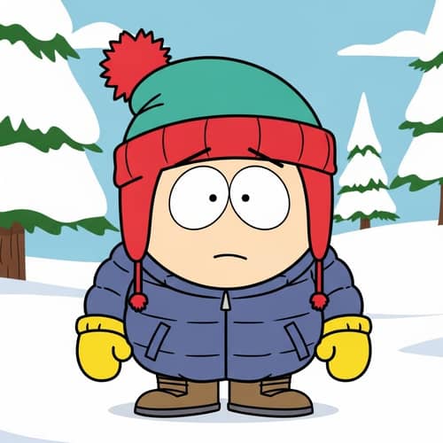 Cartoon Character in South Park Style | Winter Clothes