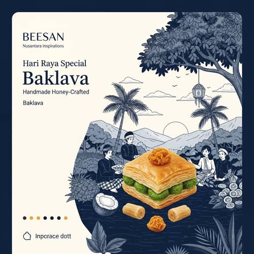 Handmade Honey-Crafted Baklava Illustration | BEESAN Nusantara Inspirations