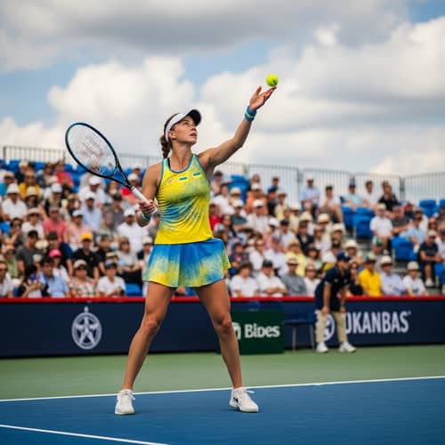 Professional Tennis Player Serving - Ukraine