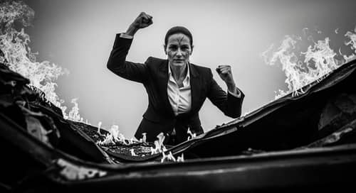 Triumphant Female Forex Trader Emerges from Wreckage