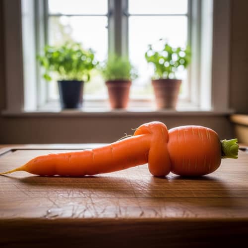 Vibrant Orange Carrot with Unique '1' Shape | Farm Fresh Produce