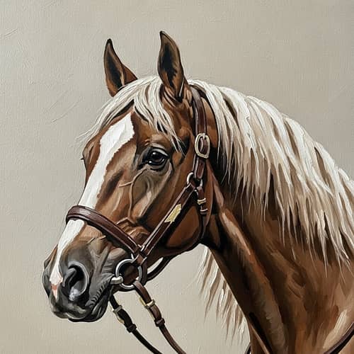 Brown and Beige Horse Oil Painting