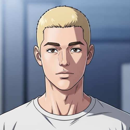Male Figure with Blonde Hair and Brown Eyes