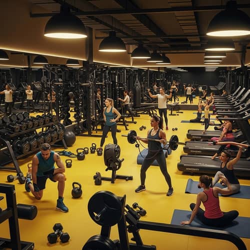 Dynamic and Lively Gym Scene with Diverse Gym-goers