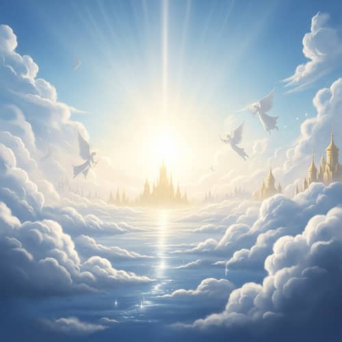 Ethereal Heaven: Serene Cloudscapes and Angelic Figures