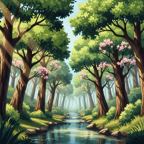 Enchanting Mystical Forest Watercolor Painting