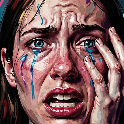Abstract Expressionism Portrait of Inner Turmoil and Anxiety