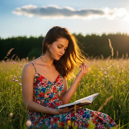 Beautiful Young Woman in Tranquil Meadow | Summer Portrait