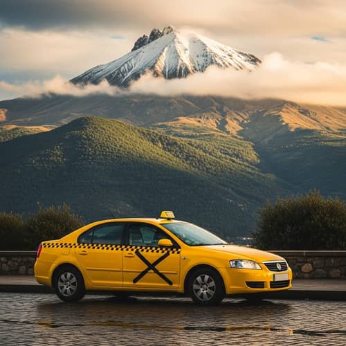 Catalans' Sacred Canigou Mountain & Vibrant Yellow Taxi