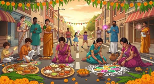Ugadi Telugu Festival: Multicultural Street Celebration with Rangoli & Fireworks