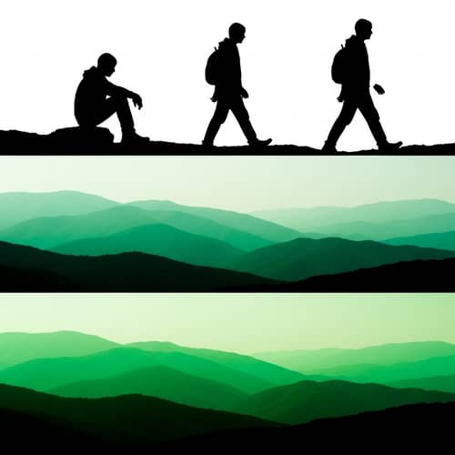 Silhouette Man Transitioning from Sitting to Standing to Walking