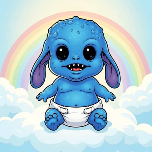 Blue Alien Newborn Illustration | Cartoon Character