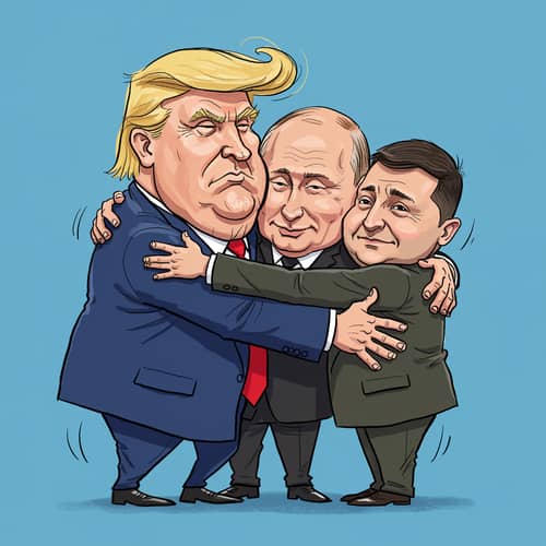 Trump, Putin & Zelensky: A Unique Caricature