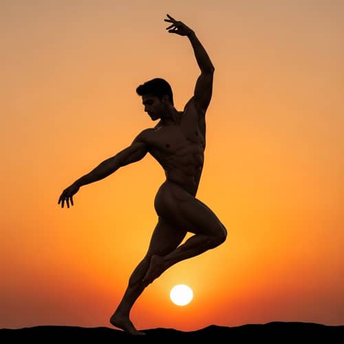 Graceful Dance Pose Silhouetted Against Vibrant Sunset