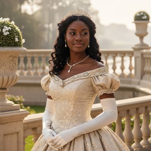 Elegant African-American Princess with Curly Hair | Royal Splendor