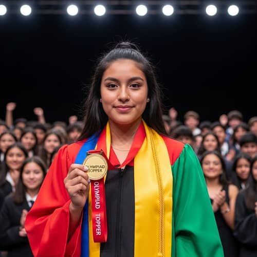 Hispanic Woman Wins Olympiad Topper Gold Medal on Stage