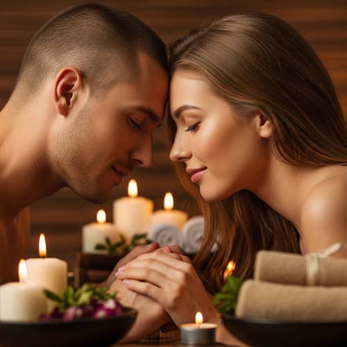Tranquil Spa Setting with Loving Couple | Relaxation & Wellbeing