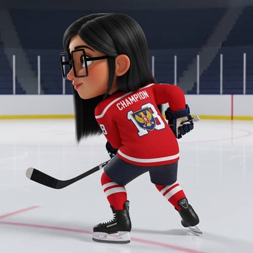 Junior South Asian Girl Hockey Player 3D Animation