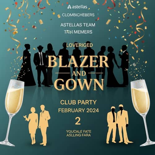 Elegant 'Blazer and Gown' Club Party Invitation | Feb 2, 2024