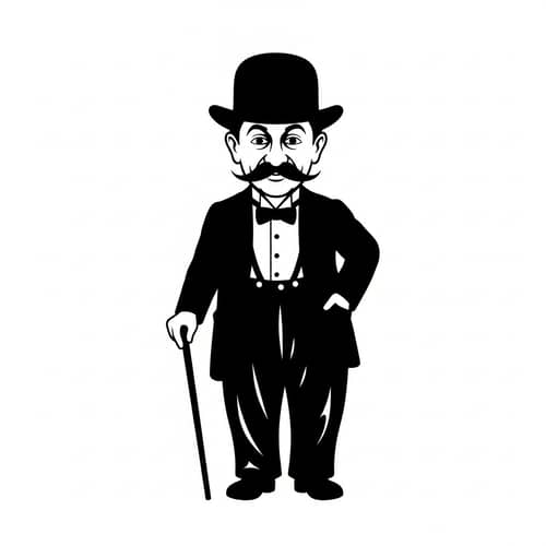 Classic Silent Film Comedian Silhouette