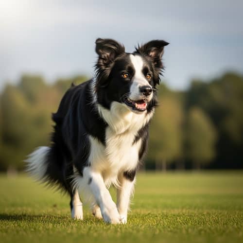 Black Border Collie Dog with White Patches