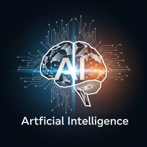 Futuristic AI Brain Logo Design with Circuit Board Patterns