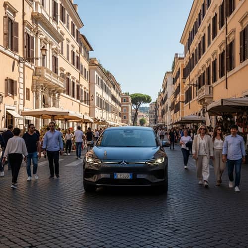 Electric Car in Rome: Modern Elegance Among Historic Beauty
