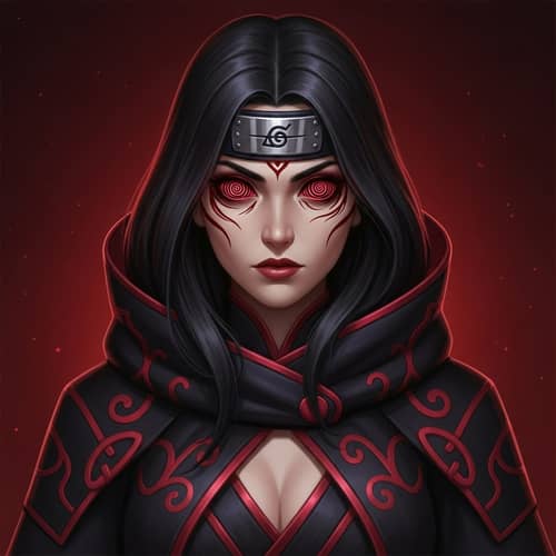 Female Itachi Uchiha - Dark-Haired Mystery with Red and Black Eyes