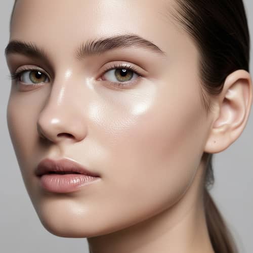 Radiant Skin Portraiture: Minimalist glowing skin close-up