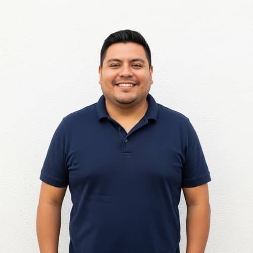 Cheerful Hispanic Man Smiling with White Background