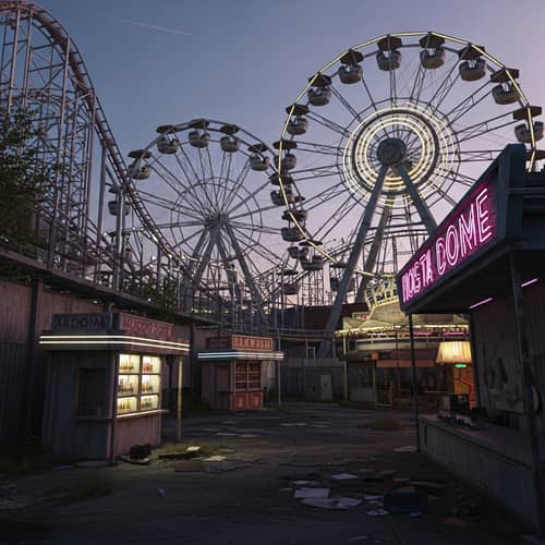 Abandoned Retro Futuristic Amusement Park - Eerie Urban Decay