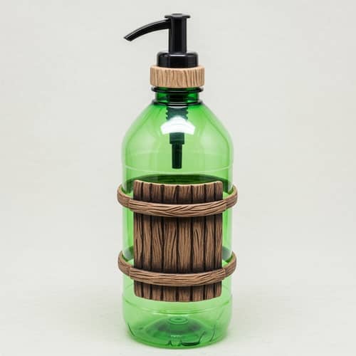 Green PET Bottle with Rustic Dispenser