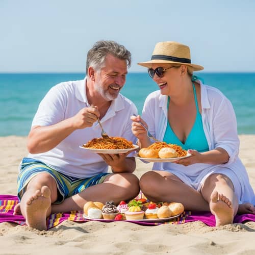 Beachside Feasting with Middle Aged Couple | Enjoying Spaghetti & Desserts