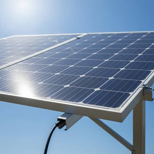 Detailed Solar Panel View under Clear Blue Sky