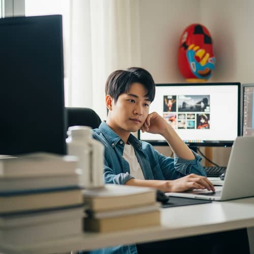 Modern East Asian Work-from-Home Lifestyle with Dynamic Vibes