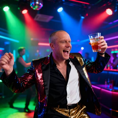 Vibrant Nightclub Celebration: Stylish Attire & Fun