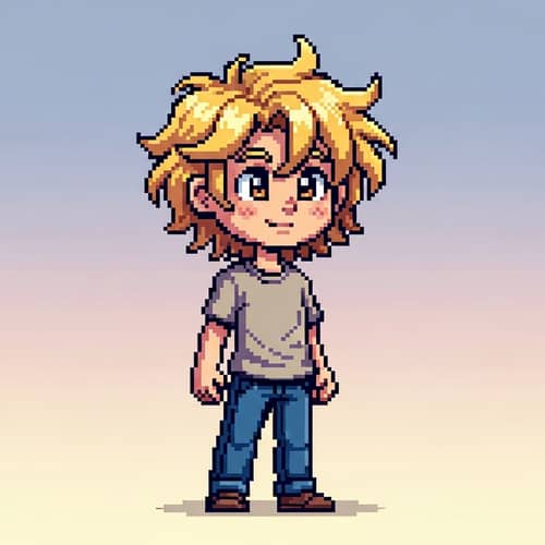 Pixel Young Blond Character - 2D Design