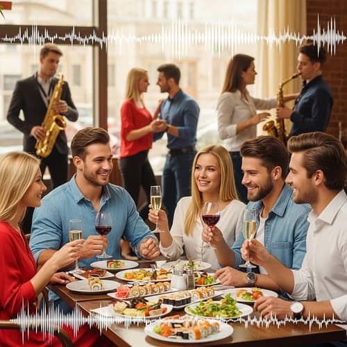 Lively European Cafe Scene with Young Patrons Engaged in Conversation
