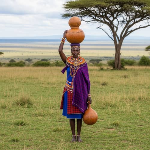 Proud Kenyan Woman in Vibrant Tribal Attire