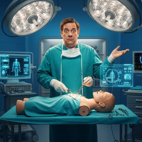 Futuristic Surgeon Comedy in High-Tech Operating Room