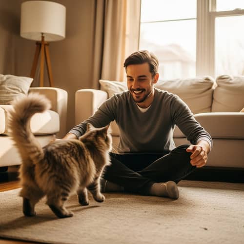 Playful Interaction: Joyful Moments with Feline Companion